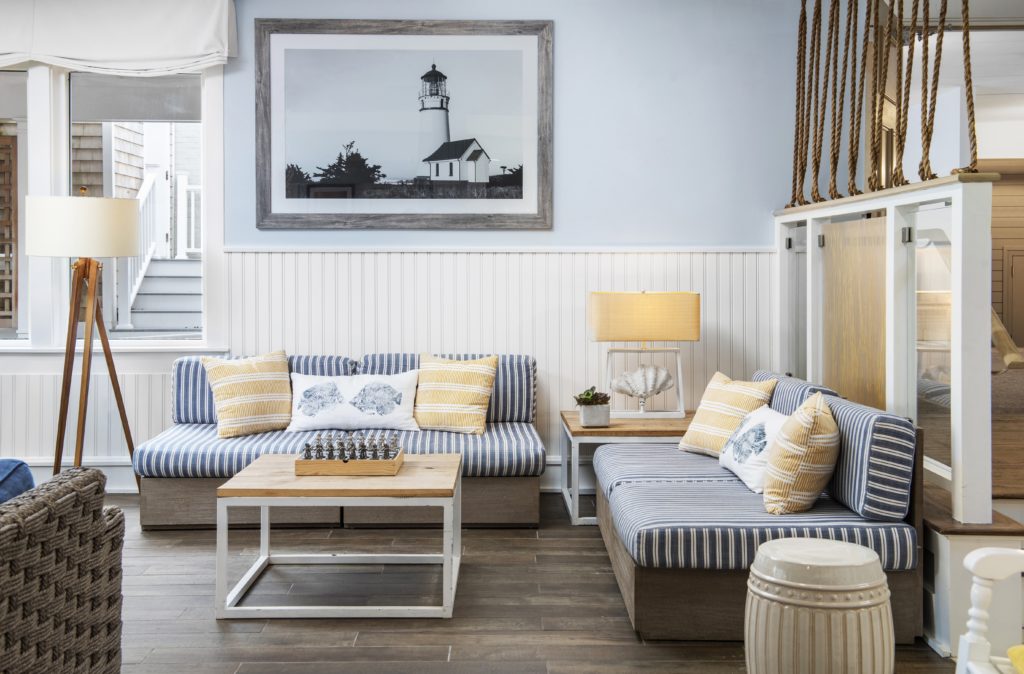 Sitting area in lobby of Sea Crest Beach Resort in Cape Cod