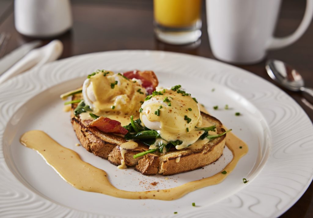 Eggs Benedict at Elements Restaurant at Islander Resort in Islamorada