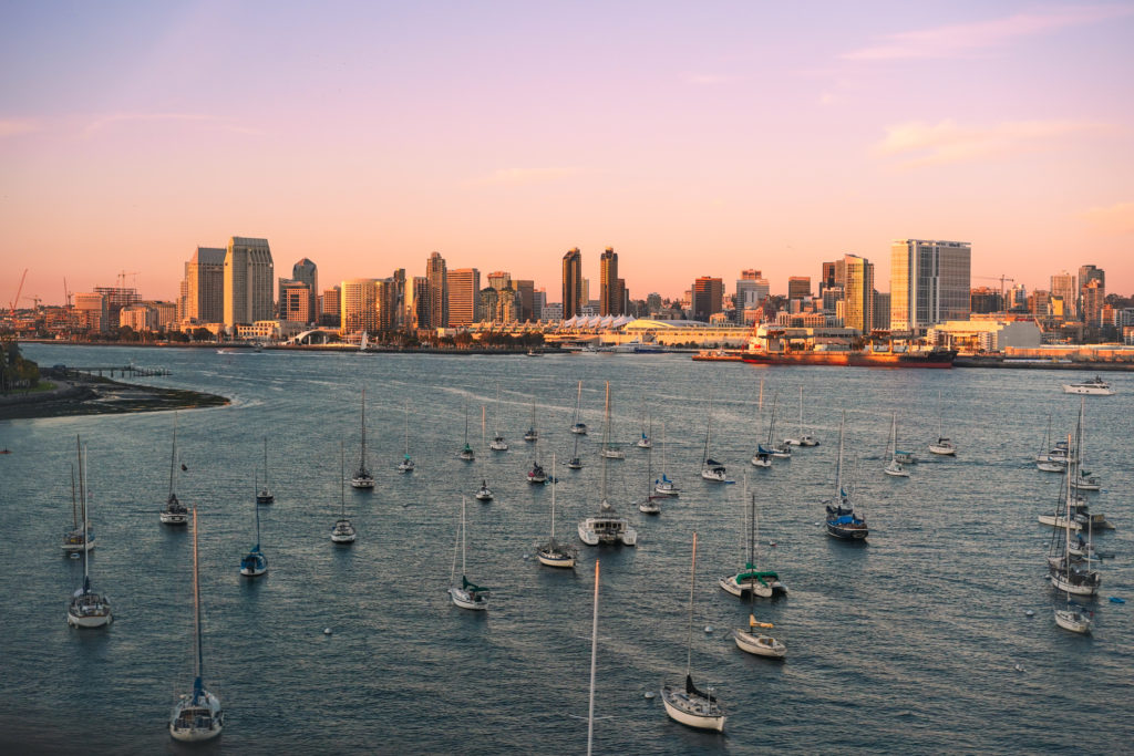 San Diego Skyline and Ocean View at Sunset